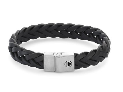 Černý kožený náramek Braided Black Matt RR-M0025-S