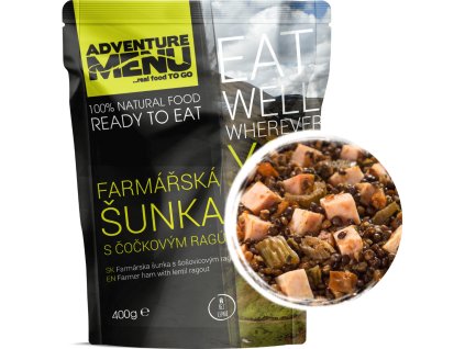 Farmářská šunka s čočkovým ragú