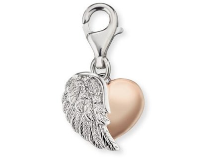 Stříbrný bicolor přívěsek na náramek Srdce s křídlem ERC-HEARTWINGBI