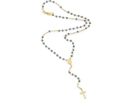 Originální pozlacený růženec s modrými krystaly Rosary CROGBL4
