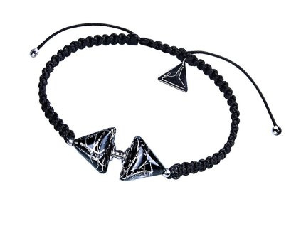 Elegantní náramek Double Black Marble Triangle s ryzím stříbrem v perlách Lampglas BTA-D-2