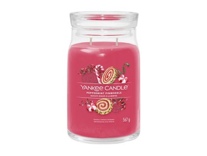 Aromatická svíčka Signature sklo velké Peppermint Pinwheels 567 g