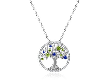 Stříbrný náhrdelník s třpytivými zirkony Strom života AGS1232/47