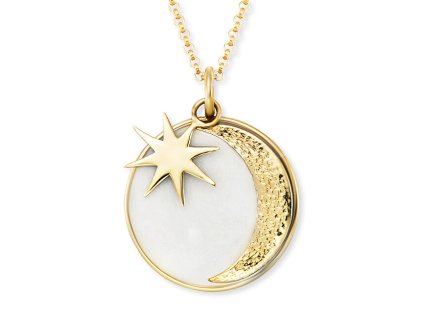 Zlacený náhrdelník Měsíc a hvězda ERN-MOON-PE-G