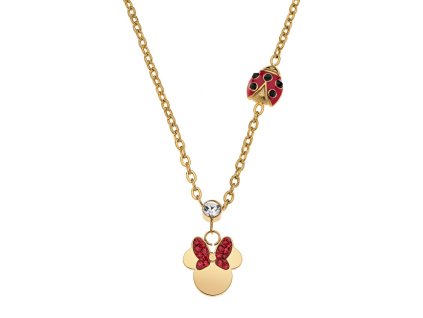 Slušivý pozlacený náhrdelník s přívěsky Minnie Mouse N600605YRRL-157.CS