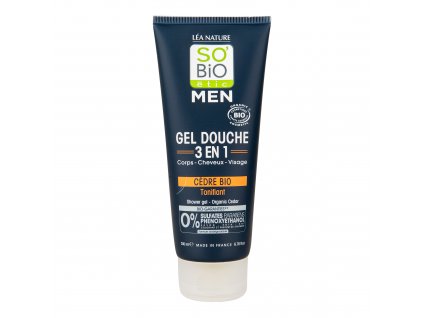 Gel sprchový MEN 3v1 tonizující cedr 200 ml BIO SO’BiO étic