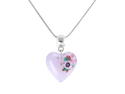 Hravý náhrdelník Pink Flower s unikátní kresbou v perle Lampglas NLH11