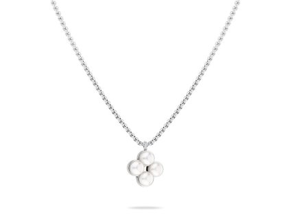 Půvabný ocelový náhrdelník se syntetickými perlami TJ-0511-N-45
