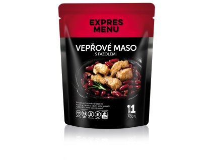 Vepřové maso s fazolemi a lečem 300g