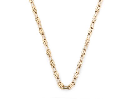 Stylový pozlacený náhrdelník s logy Fashion LJ2054