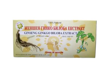 Ženšenový extrakt s ginkgo bilobou, 10 ampulí x 10 ml