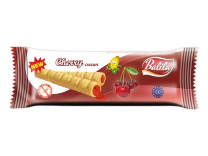 Kukuřičné trubičky plněné krémem s třešňovou příchutí bez lepku - Balila 18g