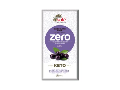 Čokoláda hořká 72 % s acai a stévií bez cukru 100 g SOLÉ