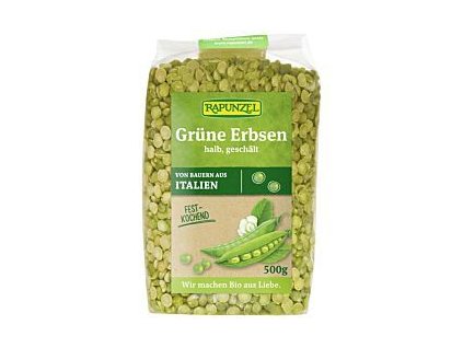42462 rapunzel hrach zeleny loupany pulky 500g bio
