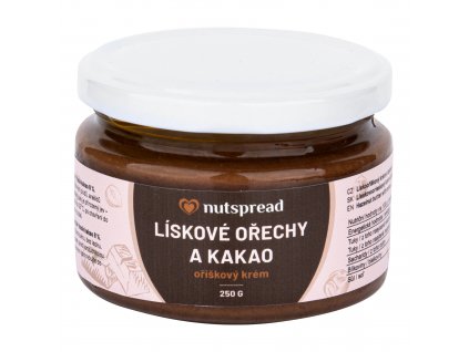 VÝPRODEJ!!!Krém z pražených lískových ořechů s kakaem 250 g NUTSPREAD