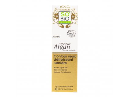 Péče o oční okolí rozjasňující a vyhlazující GOLD 15 ml BIO zralá pleť Precieux argan SO’BiO étic