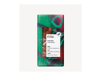 Čokoláda mléčná s celými lískovými ořechy BIO - Vivani 100g