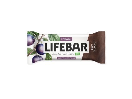 Tyčinka Lifebar švestka v čokoládě 40 g BIO LIFEFOOD