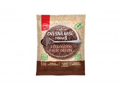 Ovesná kaše OMEGA3 s čokoládou a kešu ořechy bez lepku - Semix 65g