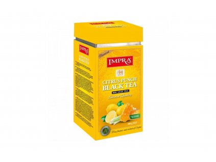 Čaj černý s příchutí citrusového punču sypaný - Impra tea 200g - plechová dóza