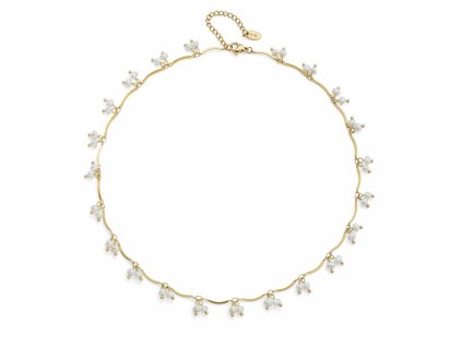 Krásný pozlacený náhrdelník s perličkami Kurozome Silky Pearls 12312G