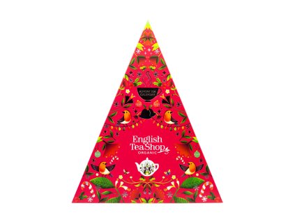 BIO Adventní kalendář Trojúhelník - Vánoční čaj, 25 pyramidek, English Tea Shop Červená