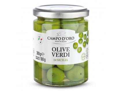 CampoDoro Sicilské zelené olivy ve slaném nálevu 300G