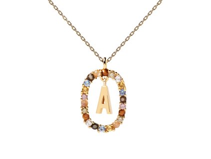 Krásný pozlacený náhrdelník písmeno "A" LETTERS CO01-260-U (řetízek, přívěsek)