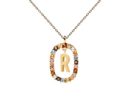 Krásný pozlacený náhrdelník písmeno "R" LETTERS CO01-277-U (řetízek, přívěsek)