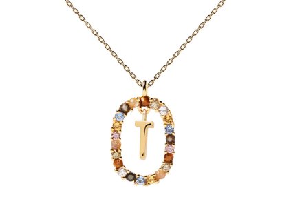 Krásný pozlacený náhrdelník písmeno "T" LETTERS CO01-279-U (řetízek, přívěsek)