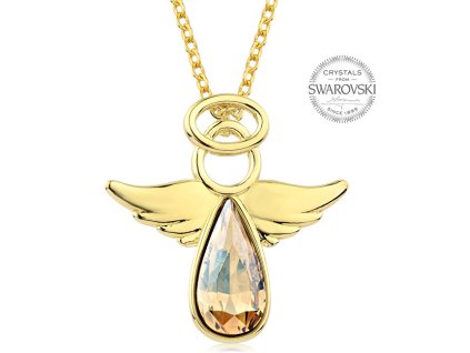 Pozlacený náhrdelník s třpytivým krystalem Angel Rafael