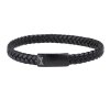 Stylový pánský náramek z černé kůže Single Flat String Black-on-Black AZ-BL010-C