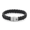 Černý kožený náramek Braided Black Matt RR-M0025-S