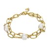 Pozlacený dvojitý náramek s perlami Dakota White Bracelet MCB23044G