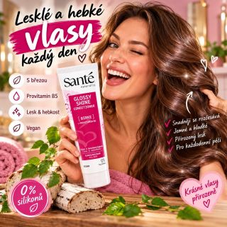 💖✨ VLASY JAKO Z REKLAMY? PROČ NE! 😍 🌿 Seznamte se s SANTÉ Glossy Shine – kondicionérem s břízou a provitamínem B5! 💗...