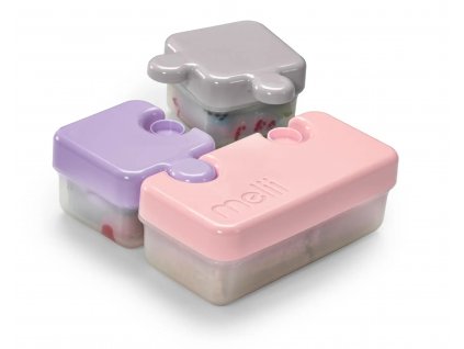 Svačinový box puzzle 850ml - Růžový, fialový, šedý Melii