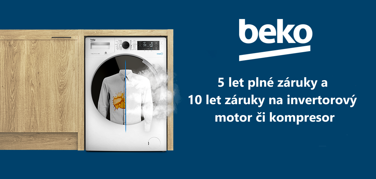 Beko - ZDARMA záruka 5 let na celý spotřebič + 10 let záruka na motor