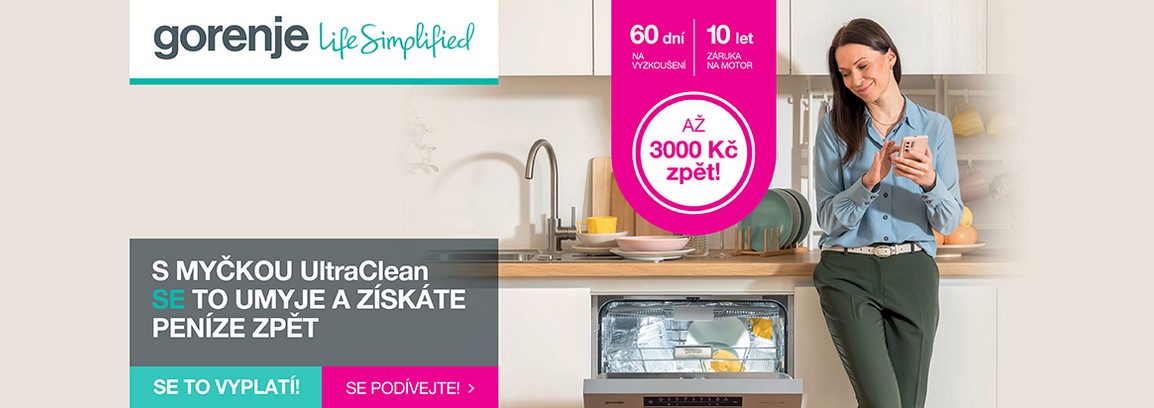 Gorenje - s myčkou UltraClean se to umyje a získáte až 3000 Kč zpět!