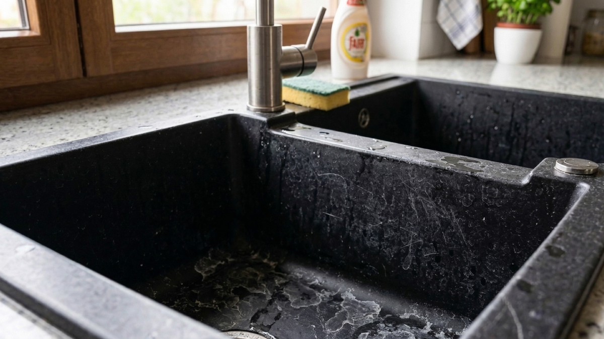 Jak vyčistit granitový dřez od vodního kamene?