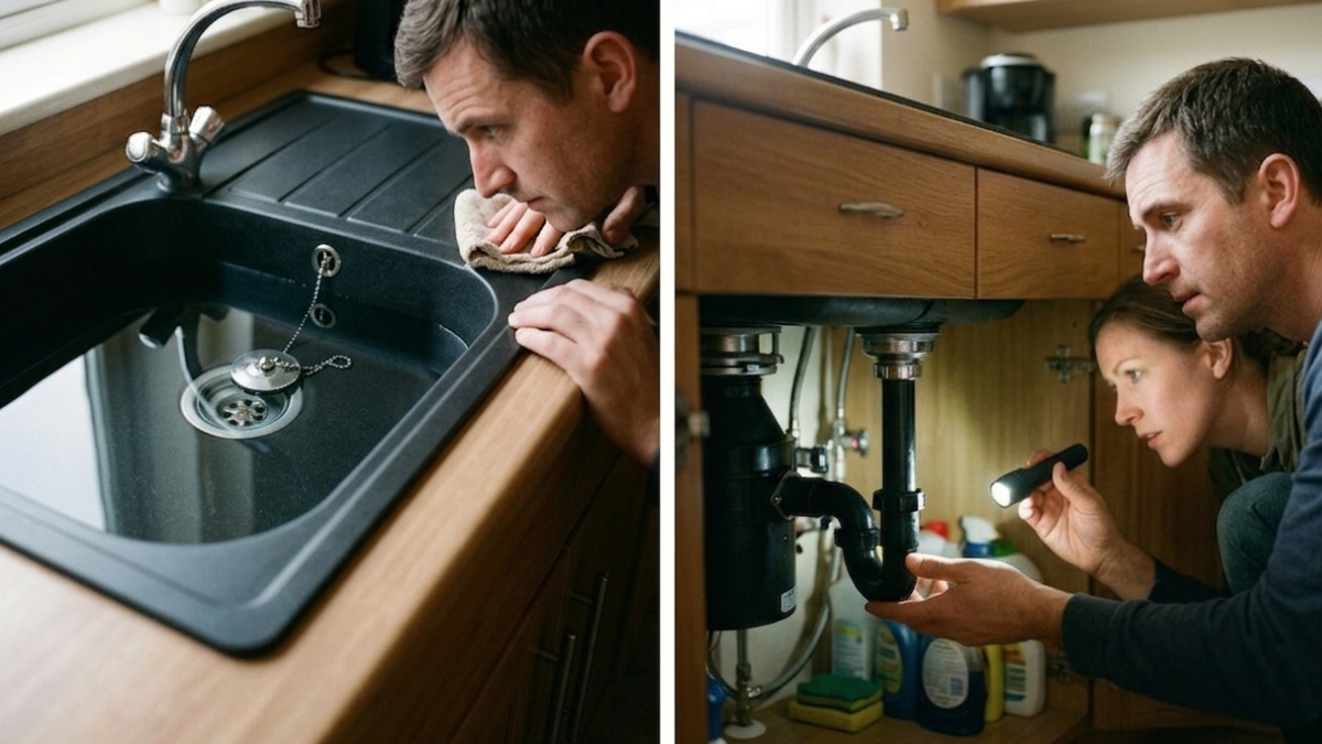 Test těsnosti napojení granitového dřezu