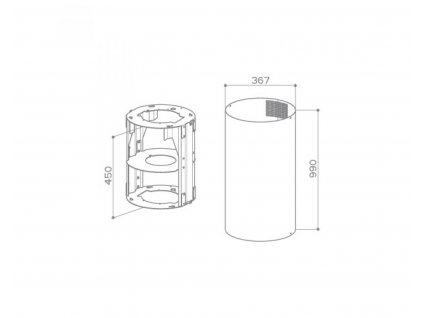 Faber 990 WH Prodloužený komín s konstrukcí