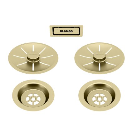 Blanco Odtoková sada InFino s přepadem C-overflow, saténově zlatá Gold Edition pro dva dřezy