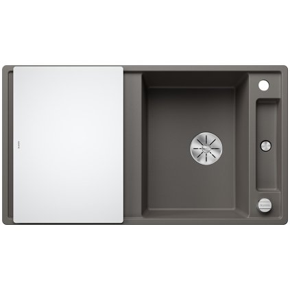 Blanco AXIA III 5 S-F InFino silgranit šedá vulkán dřez vpravo s excentrem přísluš. sklo