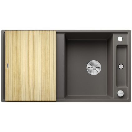 Blanco AXIA III 5 S-F InFino silgranit šedá vulkán dřez vpravo s excentrem s dř. deskou