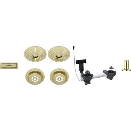 Blanco Odtoková sada 2x3 1" InFino pro dvě vaničky, přepad C-overflow, + táhlo, satin gold