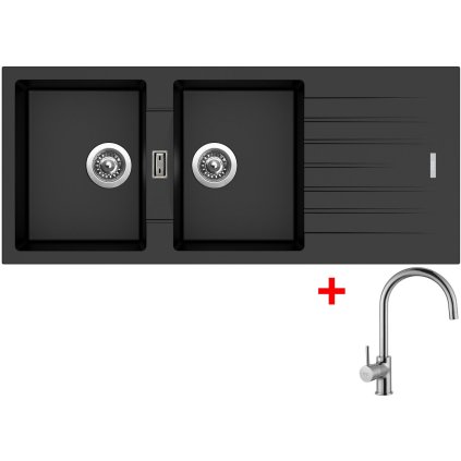 Sinks PERFECTO 1160 DUO Metalblack + Vitalia