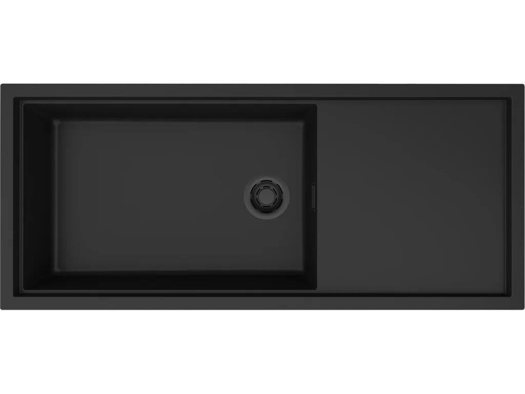 Elleci SINTESI 510 K86 BLACK granitový dřez, 116x50 cm, matná černá