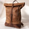 Kožený městský batoh rolltop hnědý