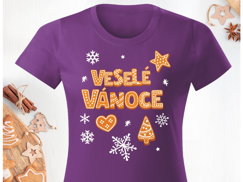 Perníčkový nápis - Dámské triko BASIC fialová vel.XL