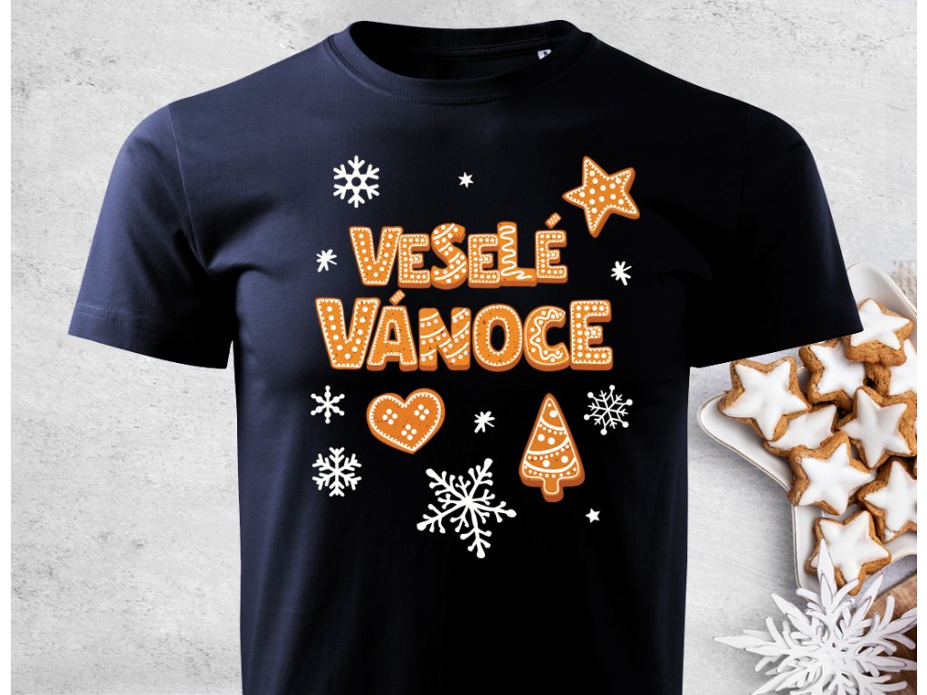 Perníčkový nápis - Tričko tmavě modrá navy